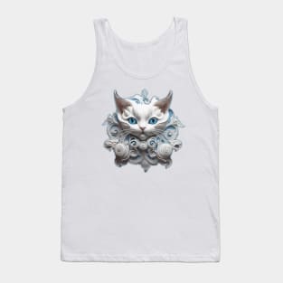 3d Cat with blue eyes Tank Top